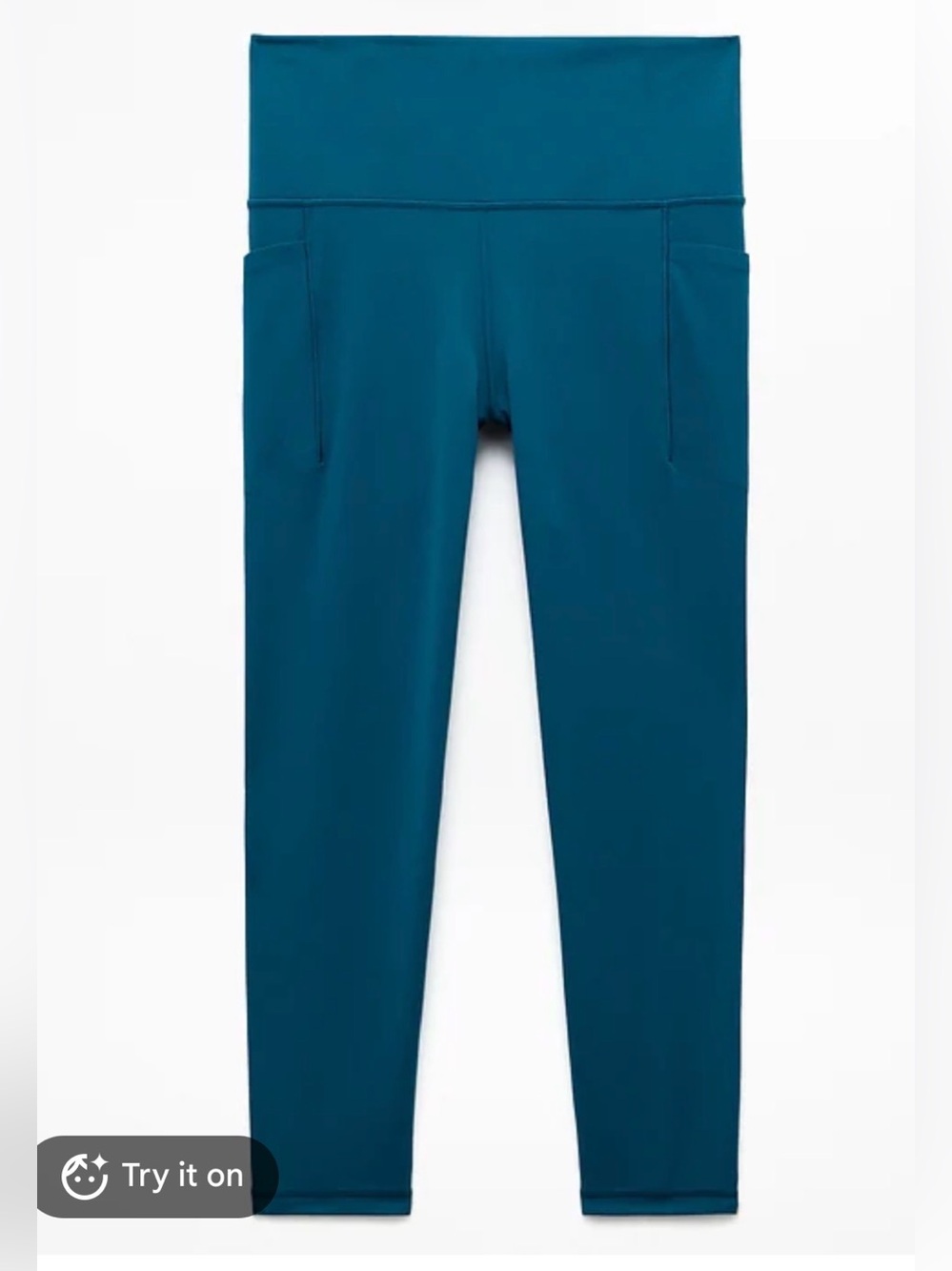Athleta Small High-Waist Teal Capri Leggings with Side Pockets